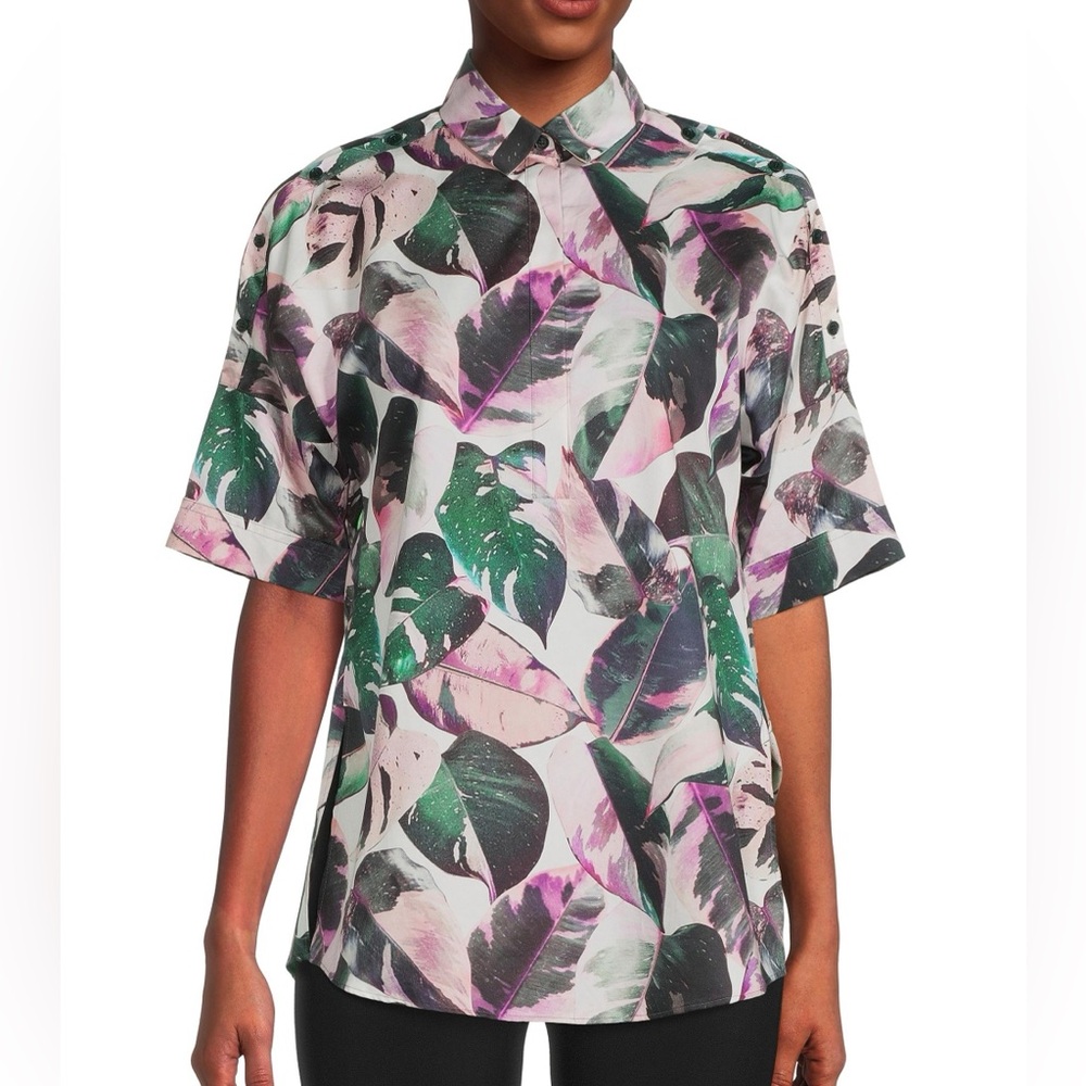 Akris Punto Leaf Print Blouse 2